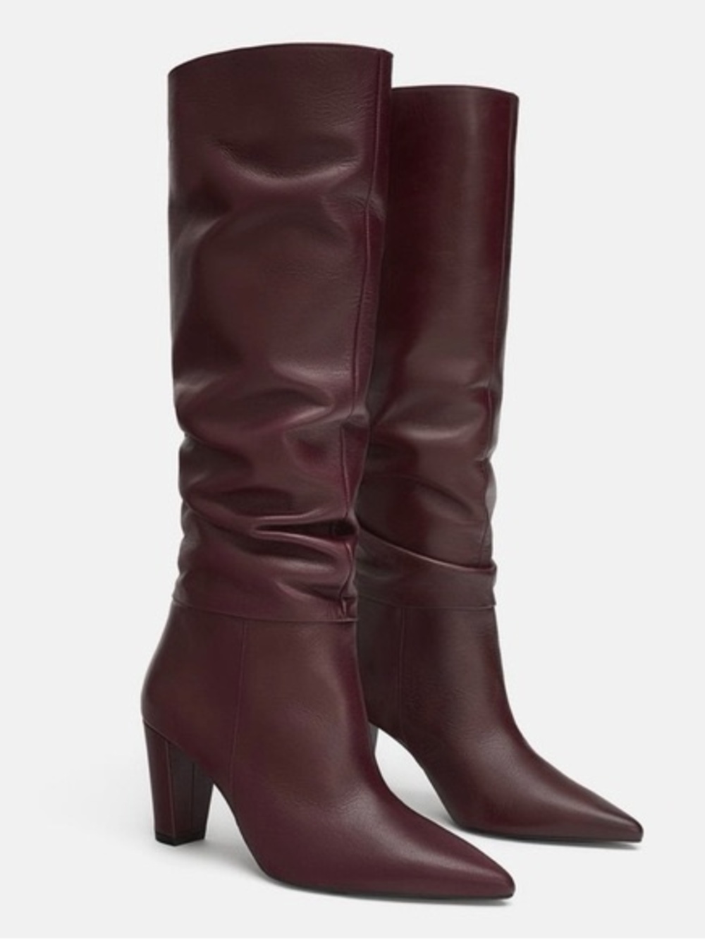 Zara Burgundy Leather Tall Boots size 6 NWT